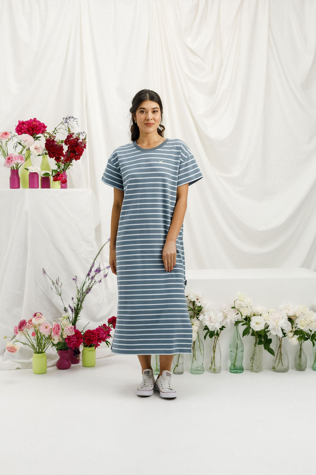 Posie Dress Stormy Stripe With Mini X