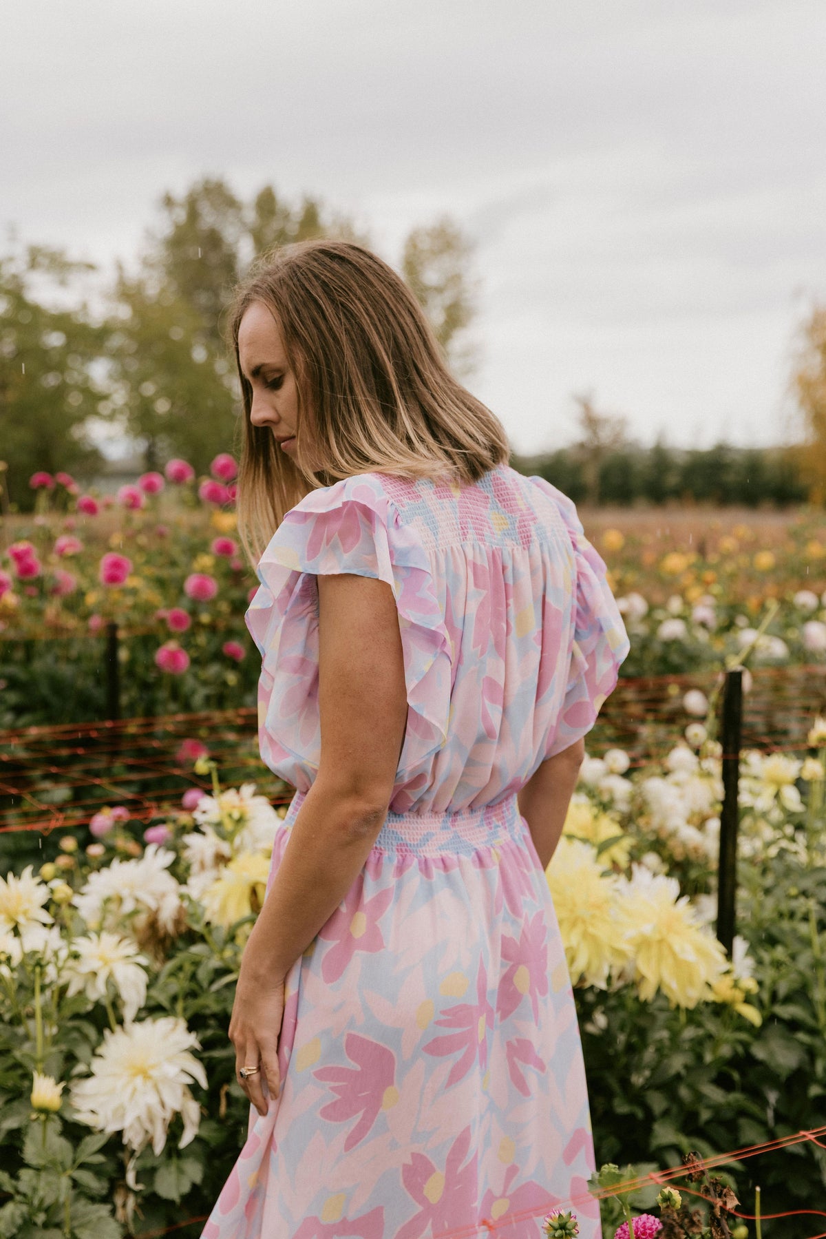 Charlie Midi Dress Sky Daisies