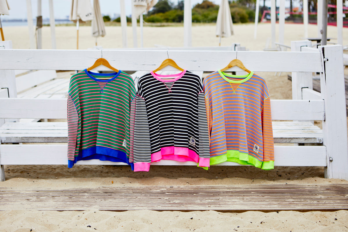 Retro Stripe Sweat Green/Pink