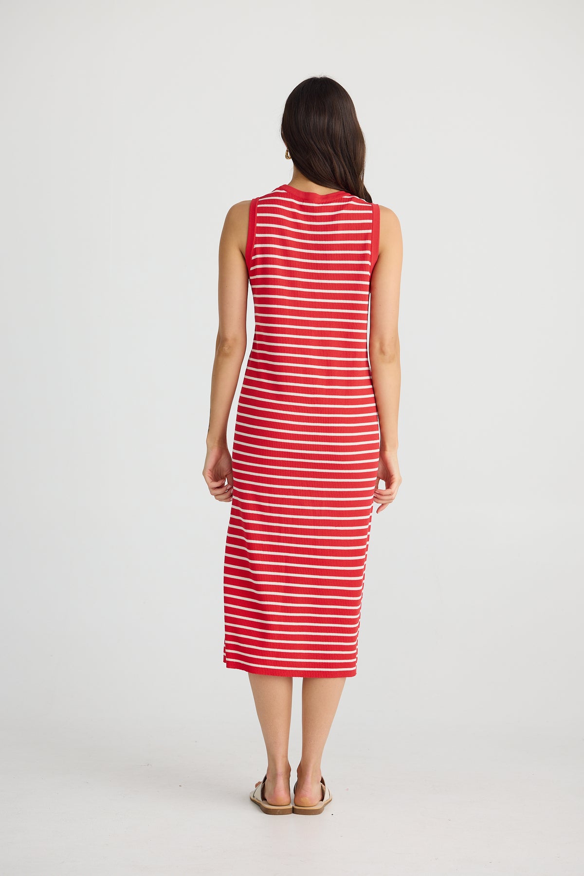 Squad Dress Scarlet With Ecru Stripe