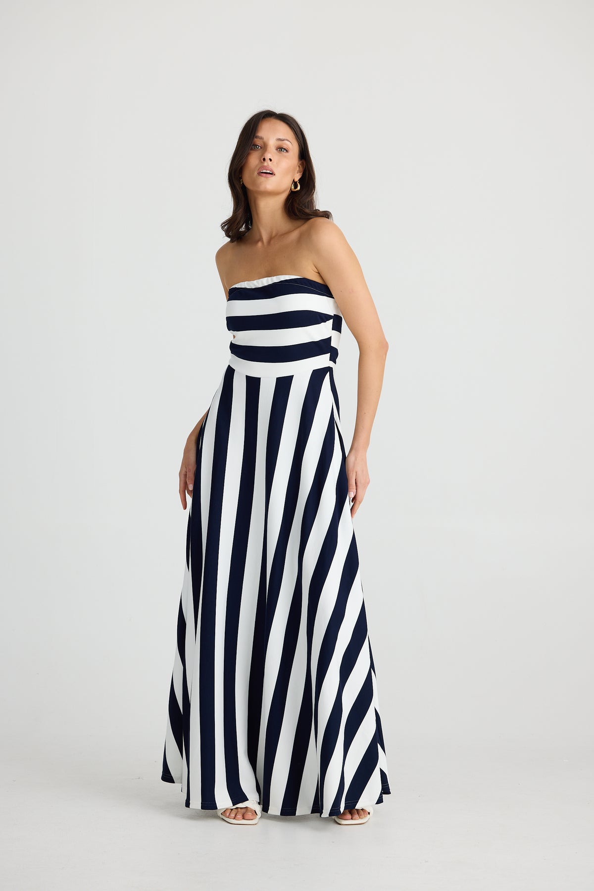 Thandie Strapless Dress Navy Stripe