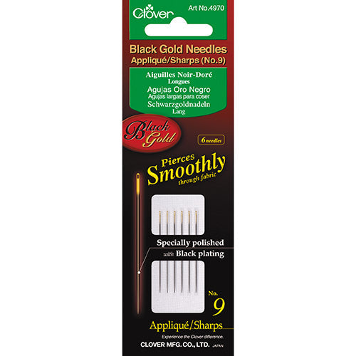 Clover Hand Needles Black Gold Applique/Sharps #9/#10/#12