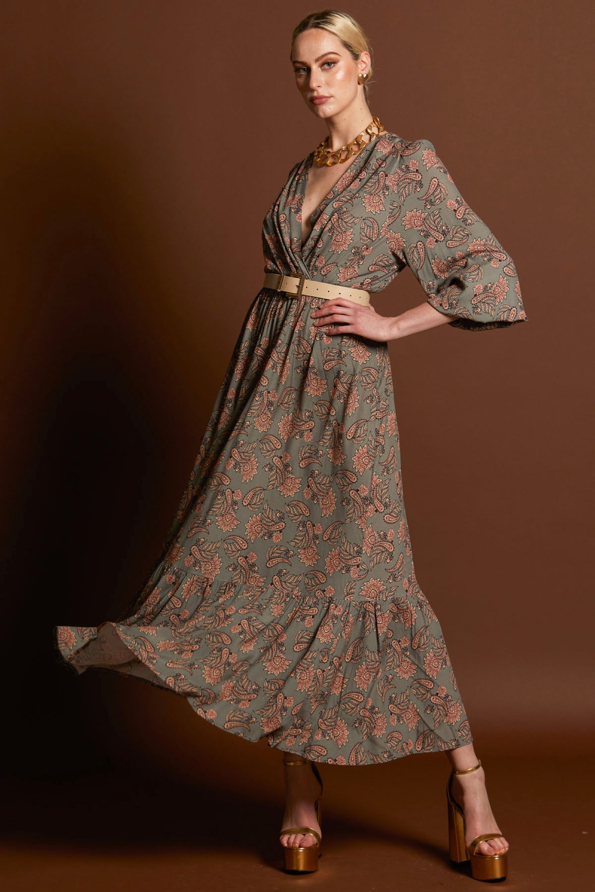 Everywhere Boho Tiered Maxi Dress Vintage Paisley