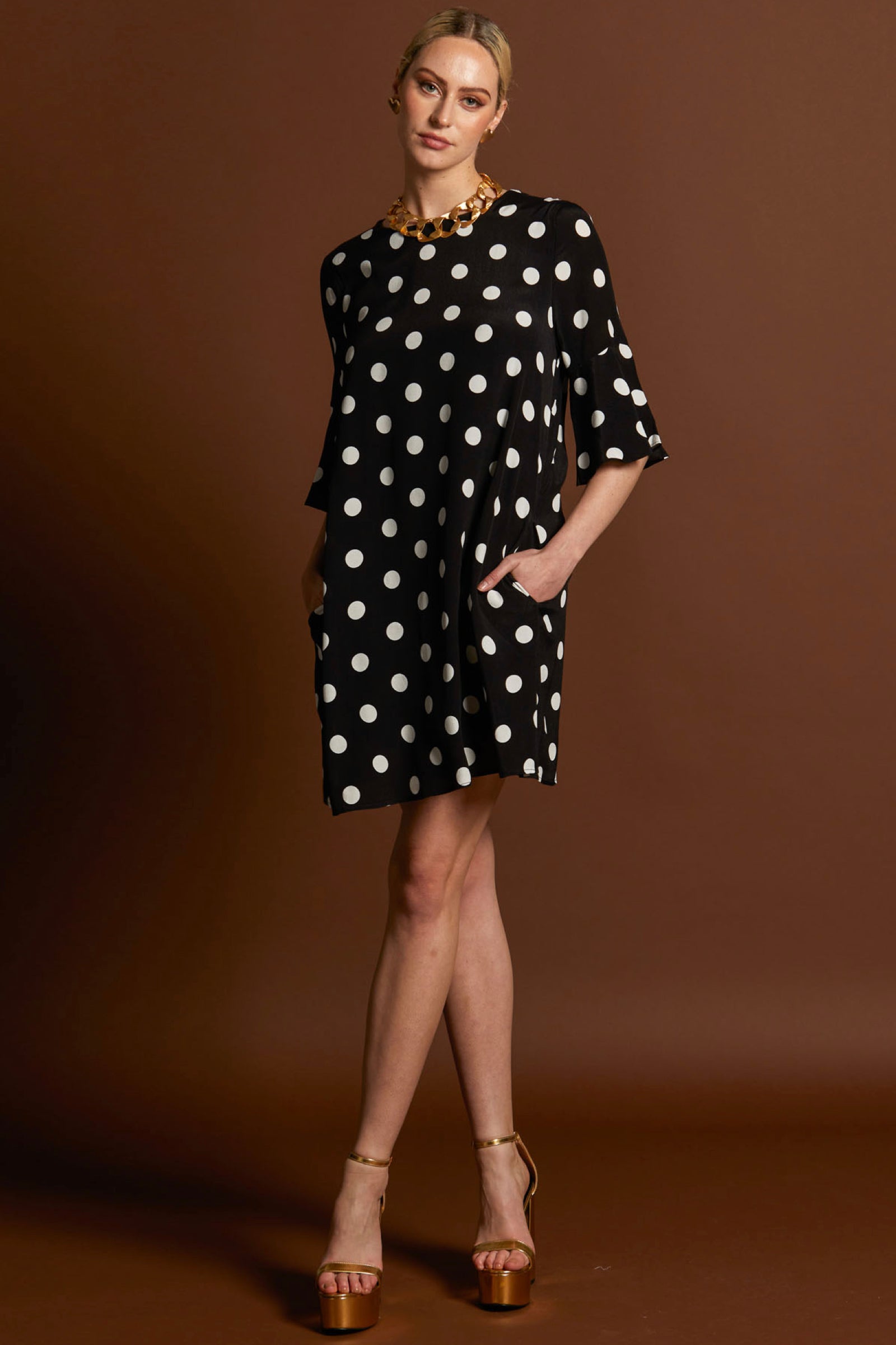 Black polka best sale dot frill dress