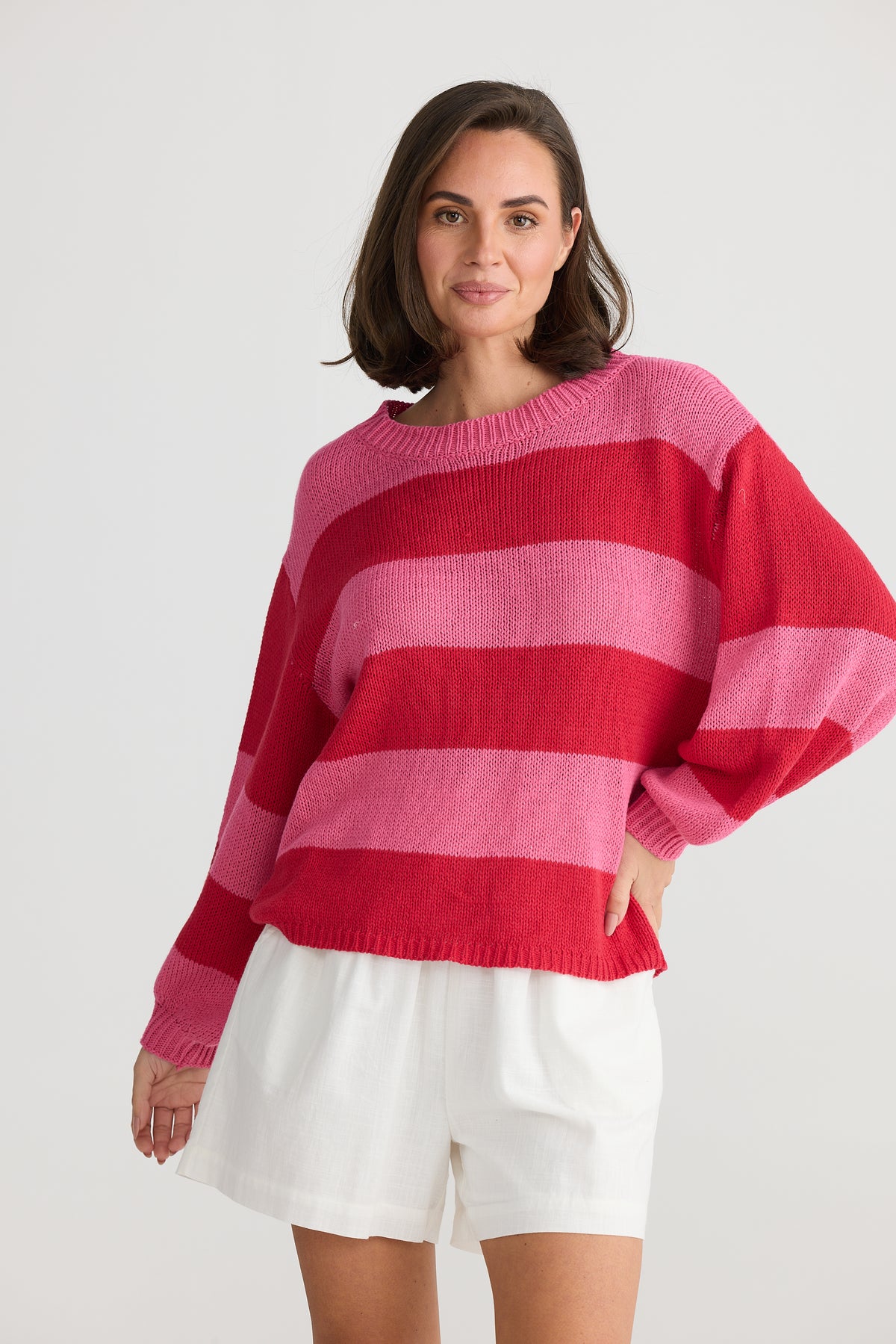 Driftwood Knit Red Stripe