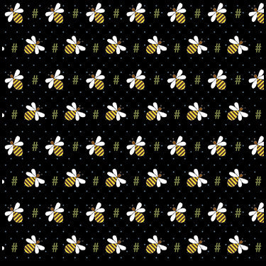 Bee Hash Tag Black Fabric