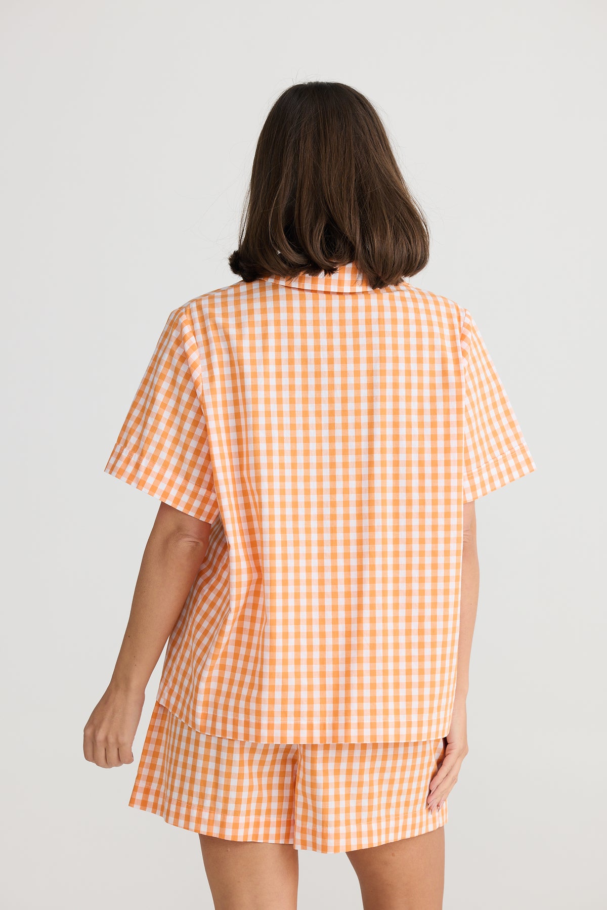 Stay In Bed Pyjama Set Orange Check