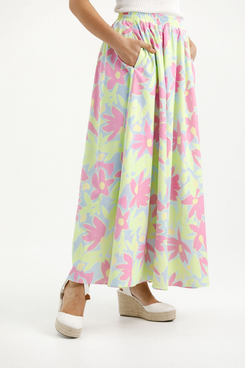 Elise Skirt Lime Daisies