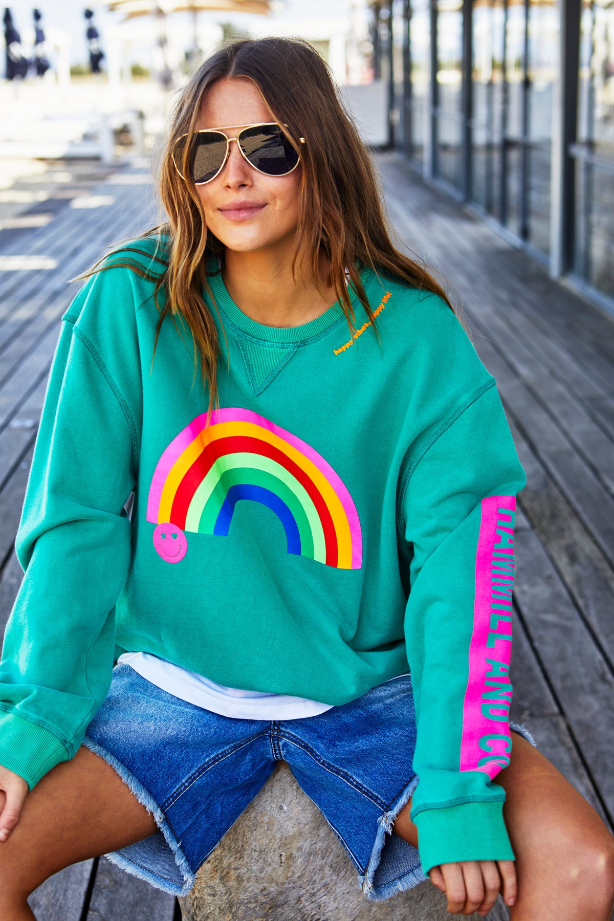 Vintage Rainbow Sweater Jade