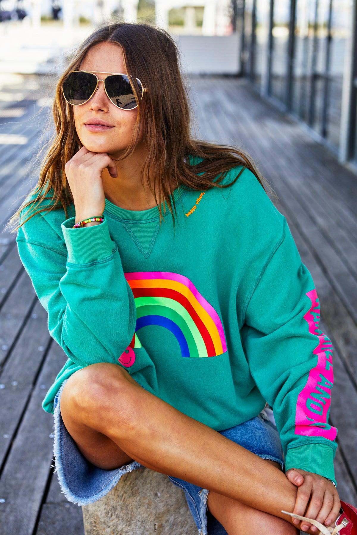 Vintage Rainbow Sweater Jade