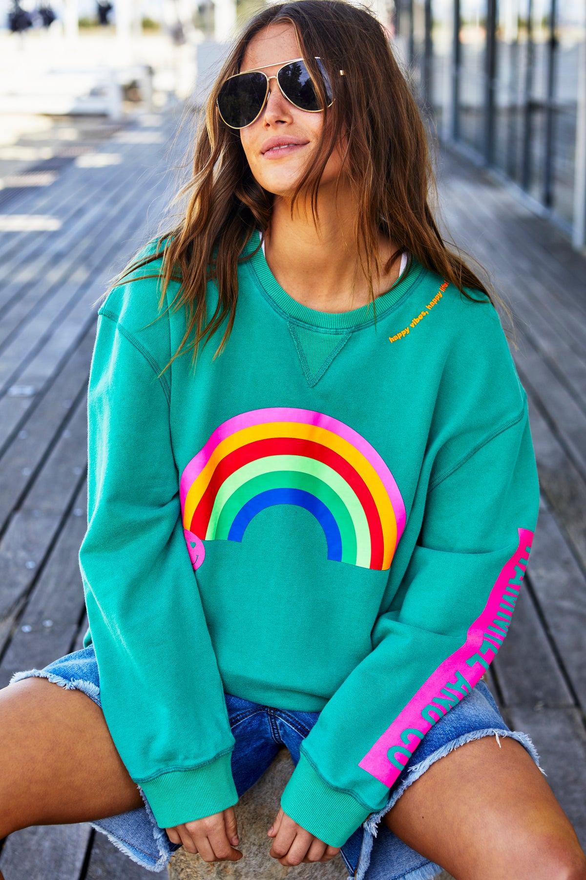 Vintage Rainbow Sweater Jade