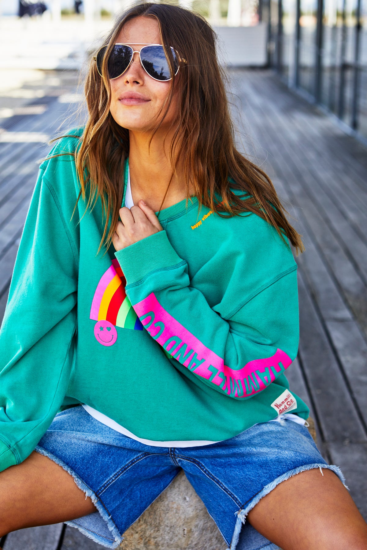 Vintage Rainbow Sweater Jade