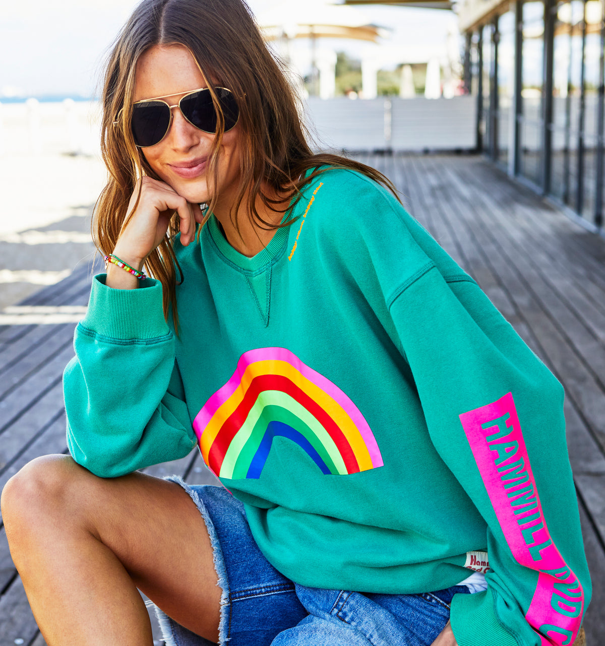 Vintage Rainbow Sweater Jade