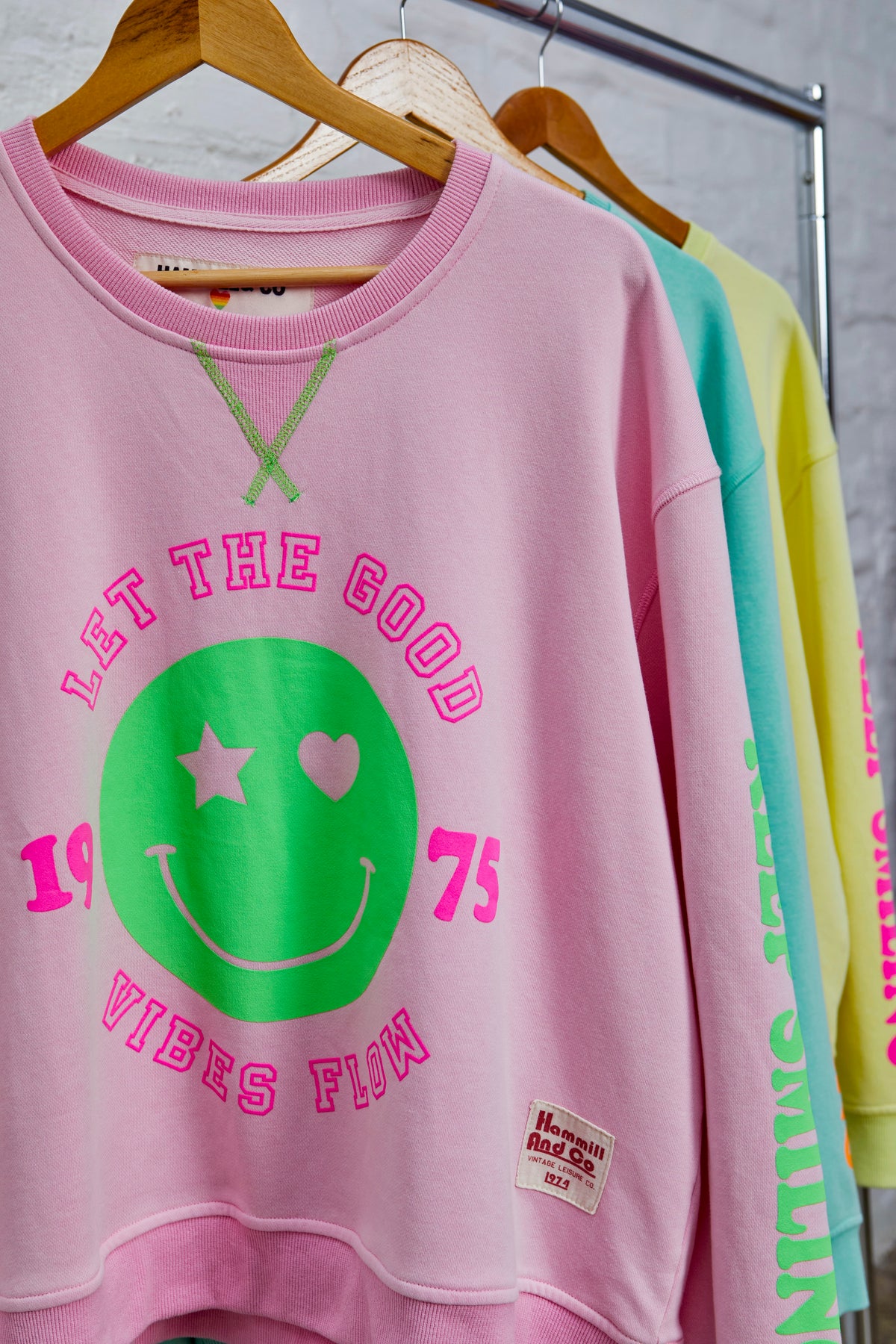 Smiley Washed Sweat Baby Pink