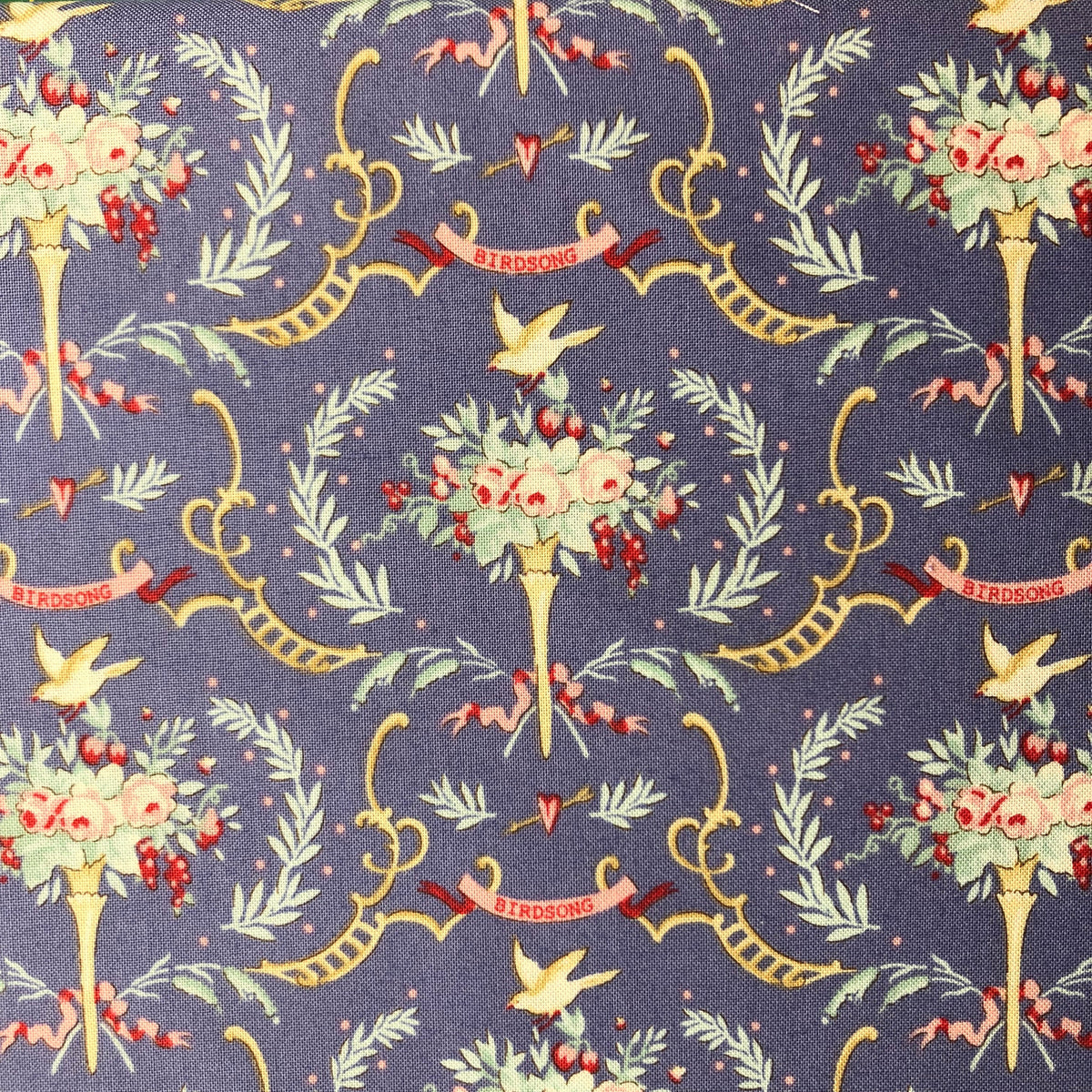 Old Rose Birdsong Blue Fabric