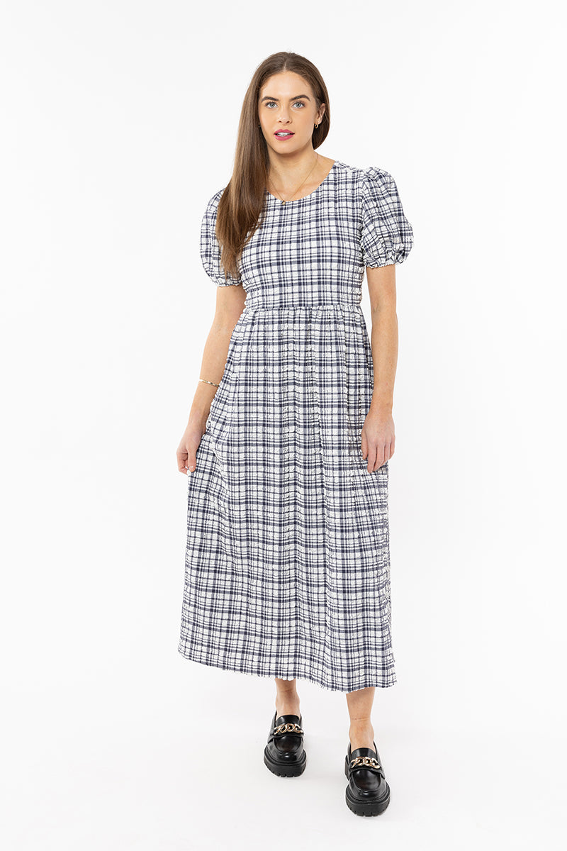 Charlotte Dress Crinkle Ink Check