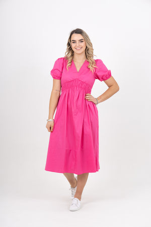 Ashley Dress Hot Pink Poplin - EXCLUSIVE TO MINT