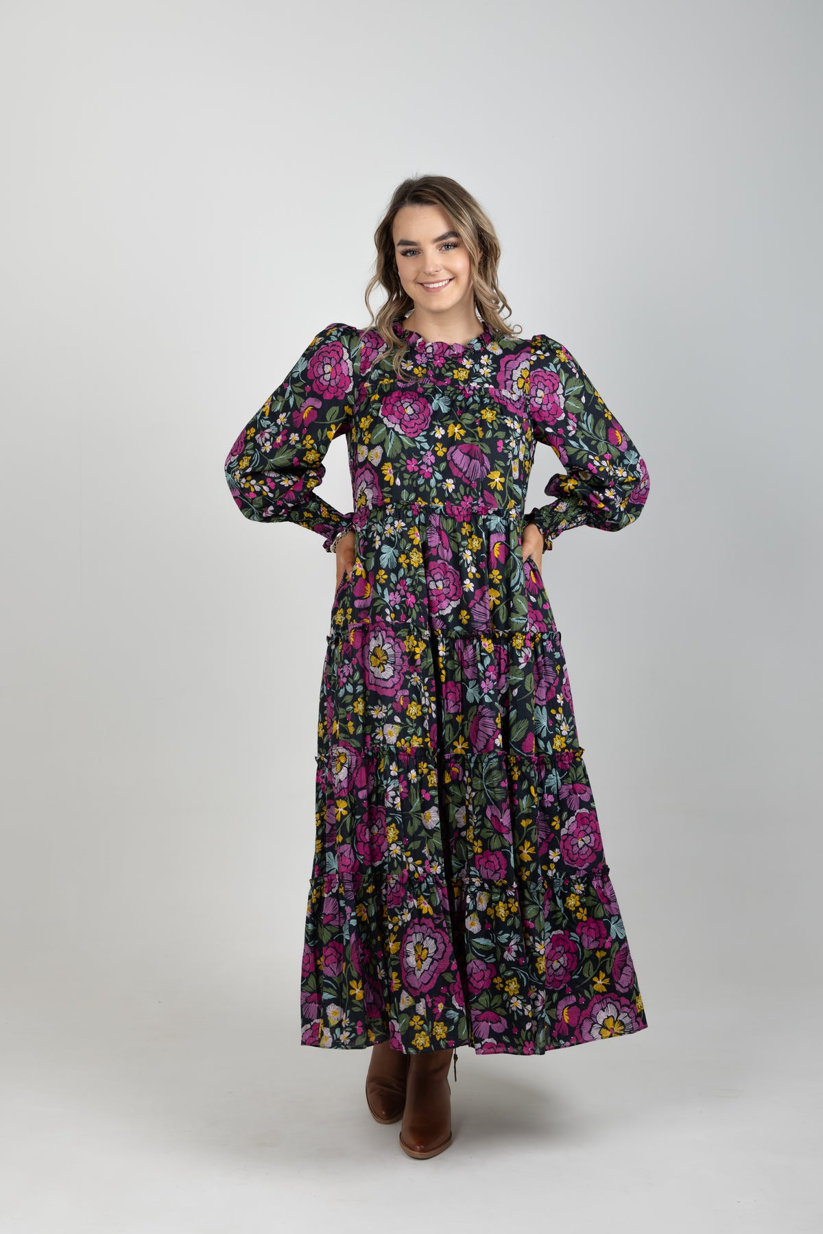 Carla Maxi Dress Long Sleeve Cotton