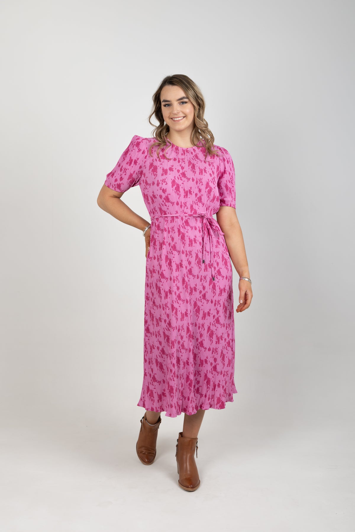 Pink Rose Crinkle Guest Dress - EXCLUSIVE TO MINT