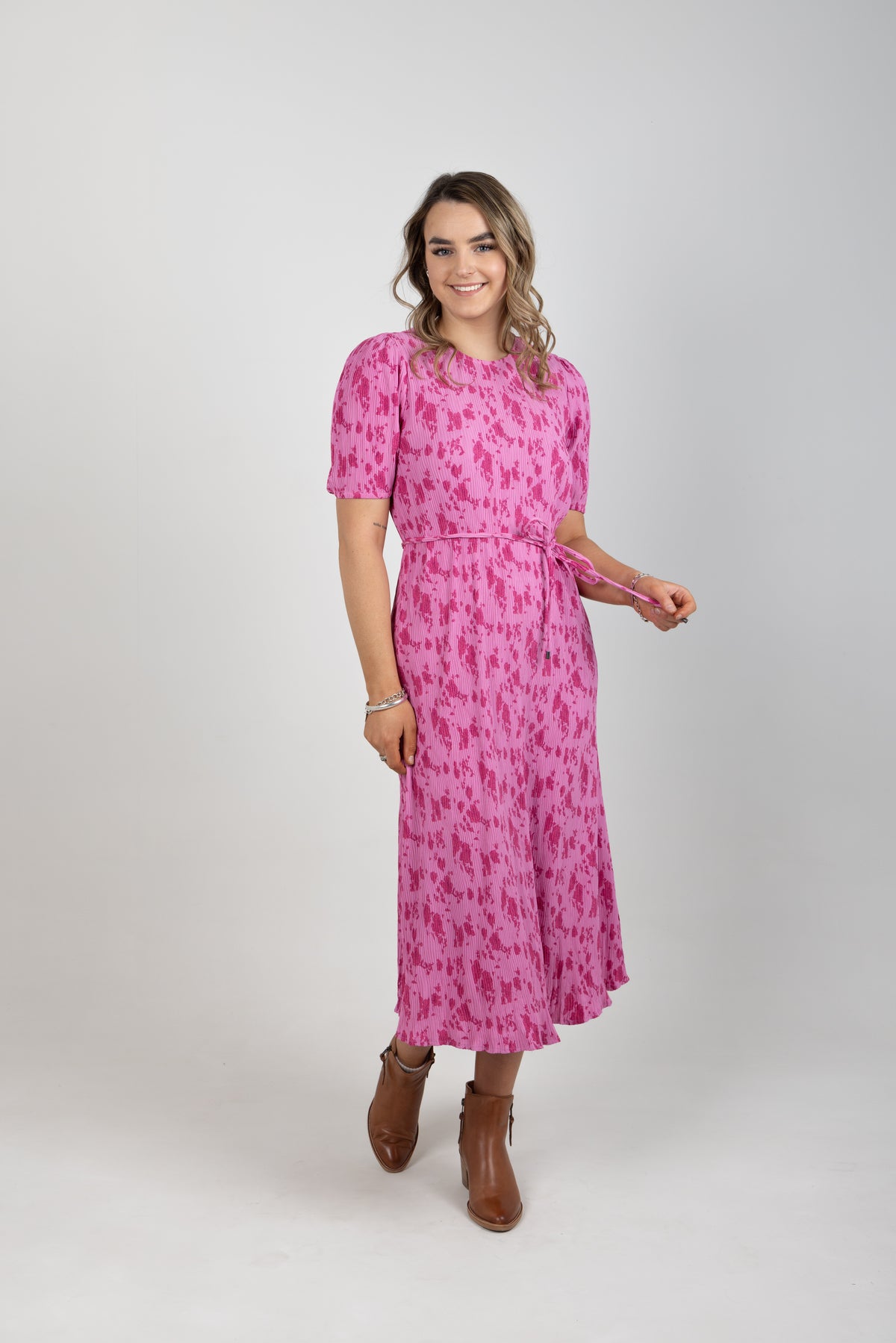 Pink Rose Crinkle Guest Dress - EXCLUSIVE TO MINT