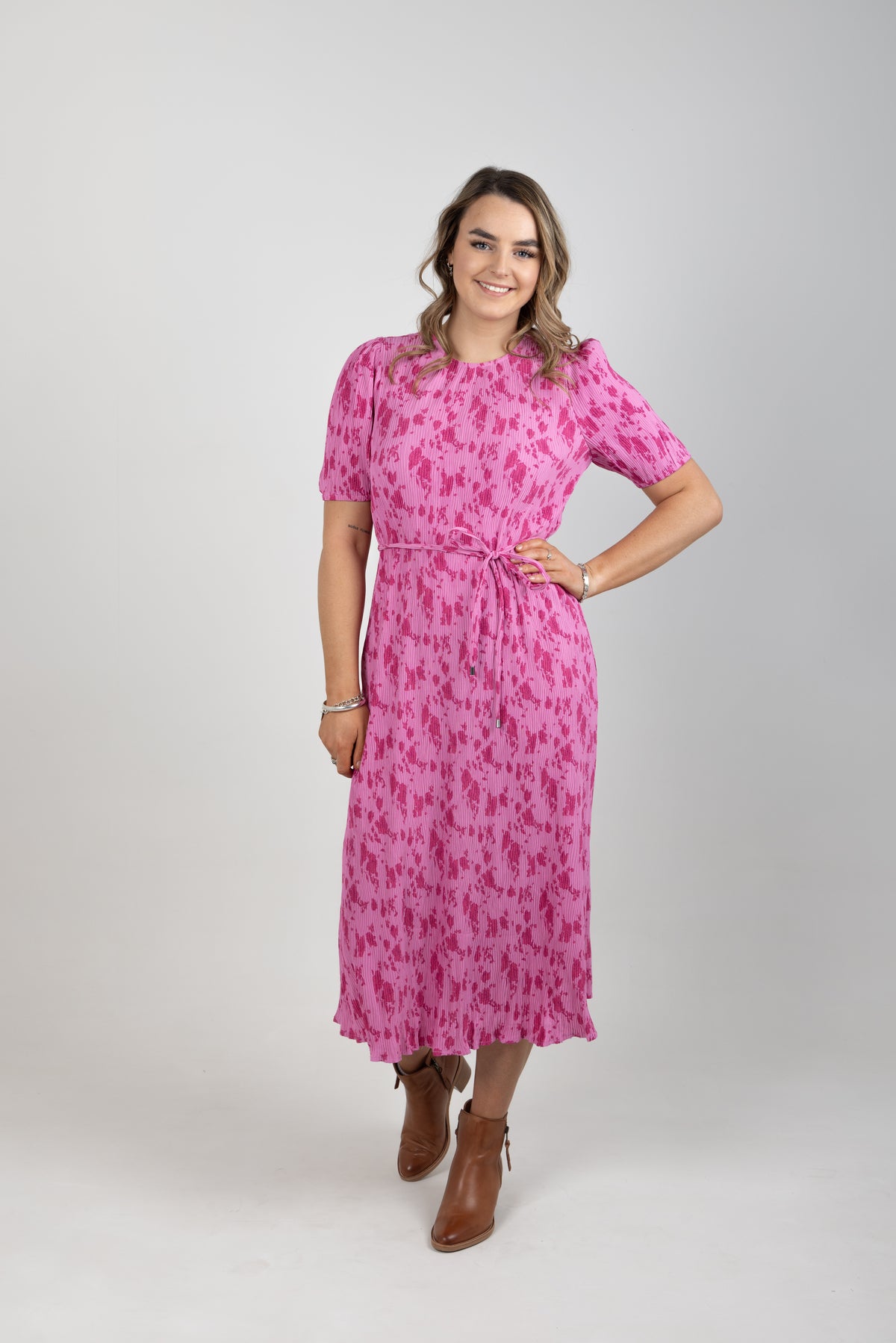 Pink Rose Crinkle Guest Dress - EXCLUSIVE TO MINT