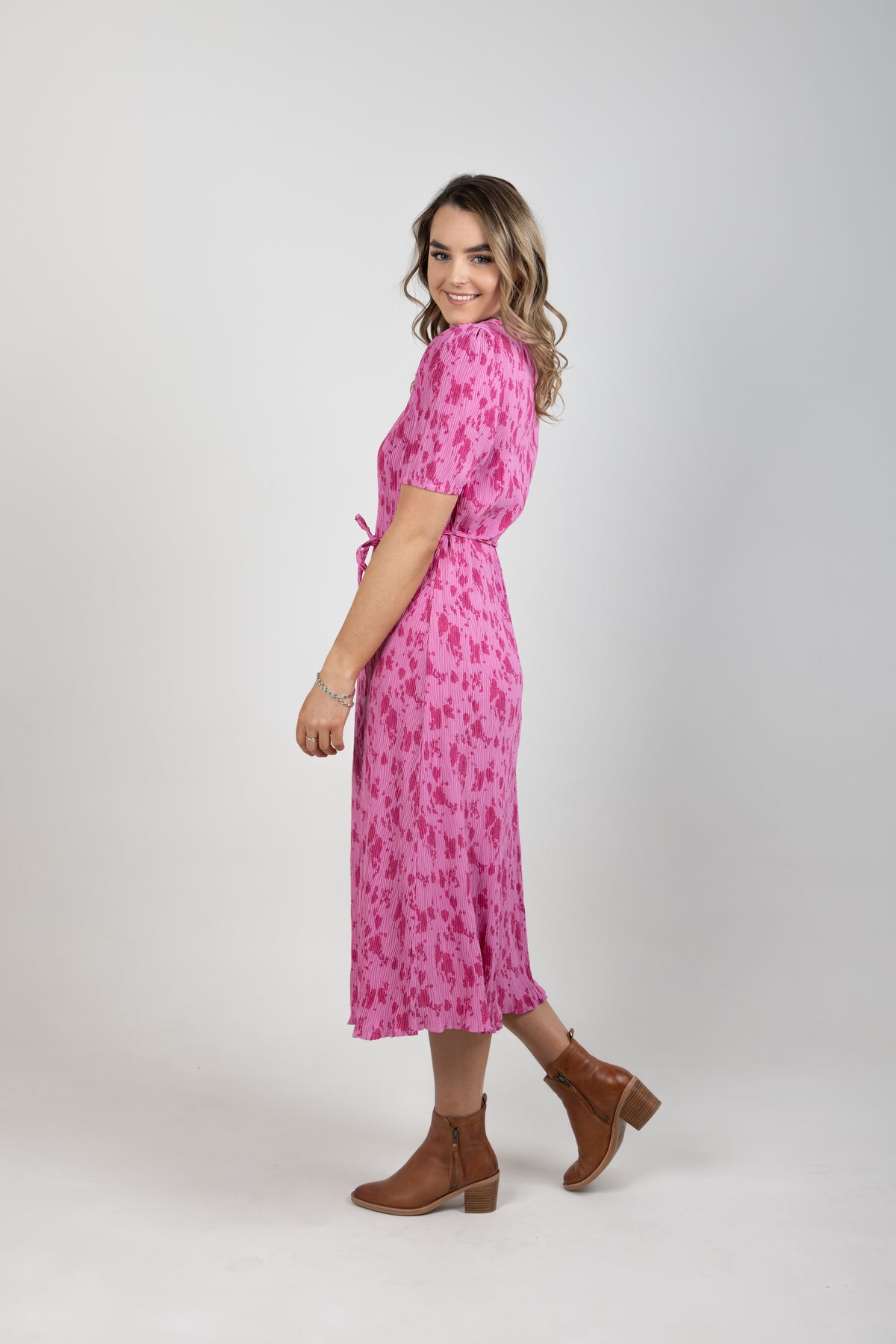 Pink Rose Crinkle Guest Dress - EXCLUSIVE TO MINT