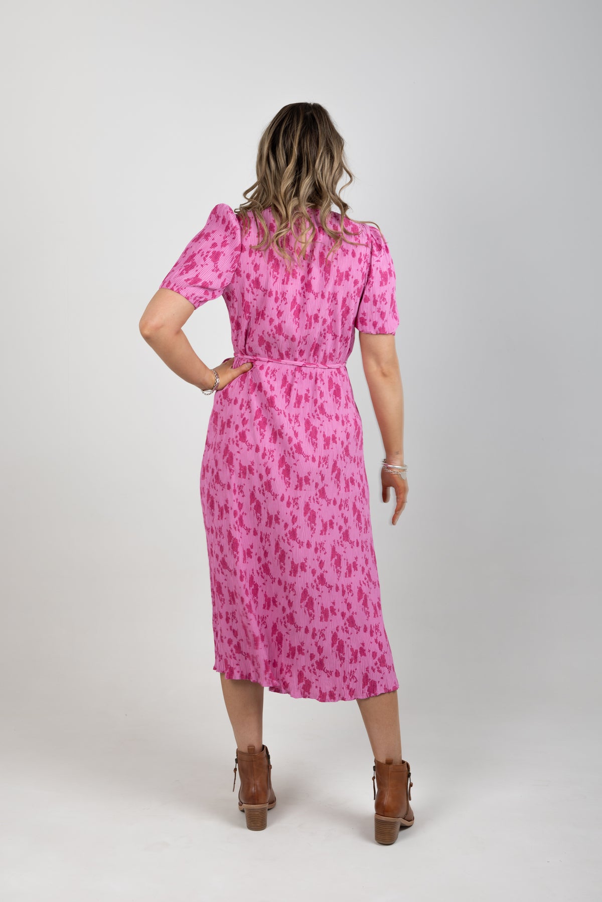 Pink Rose Crinkle Guest Dress - EXCLUSIVE TO MINT