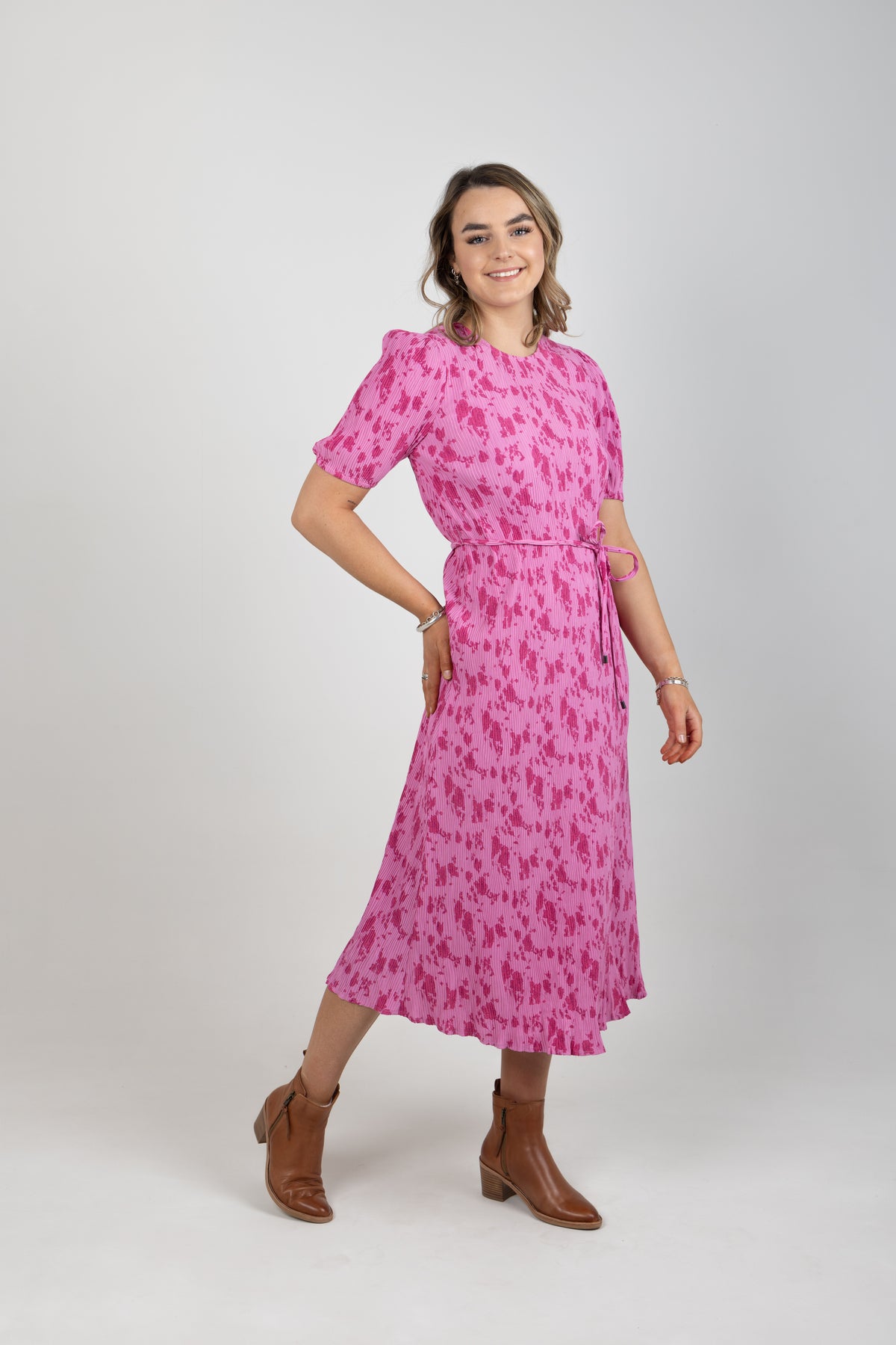 Pink Rose Crinkle Guest Dress - EXCLUSIVE TO MINT