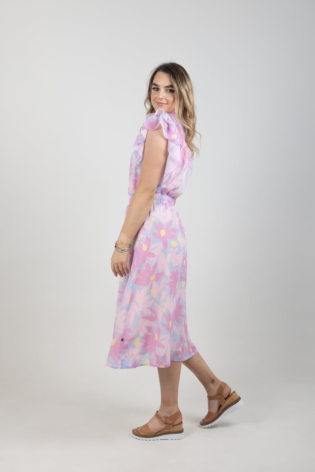 Charlie Midi Dress Sky Daisies