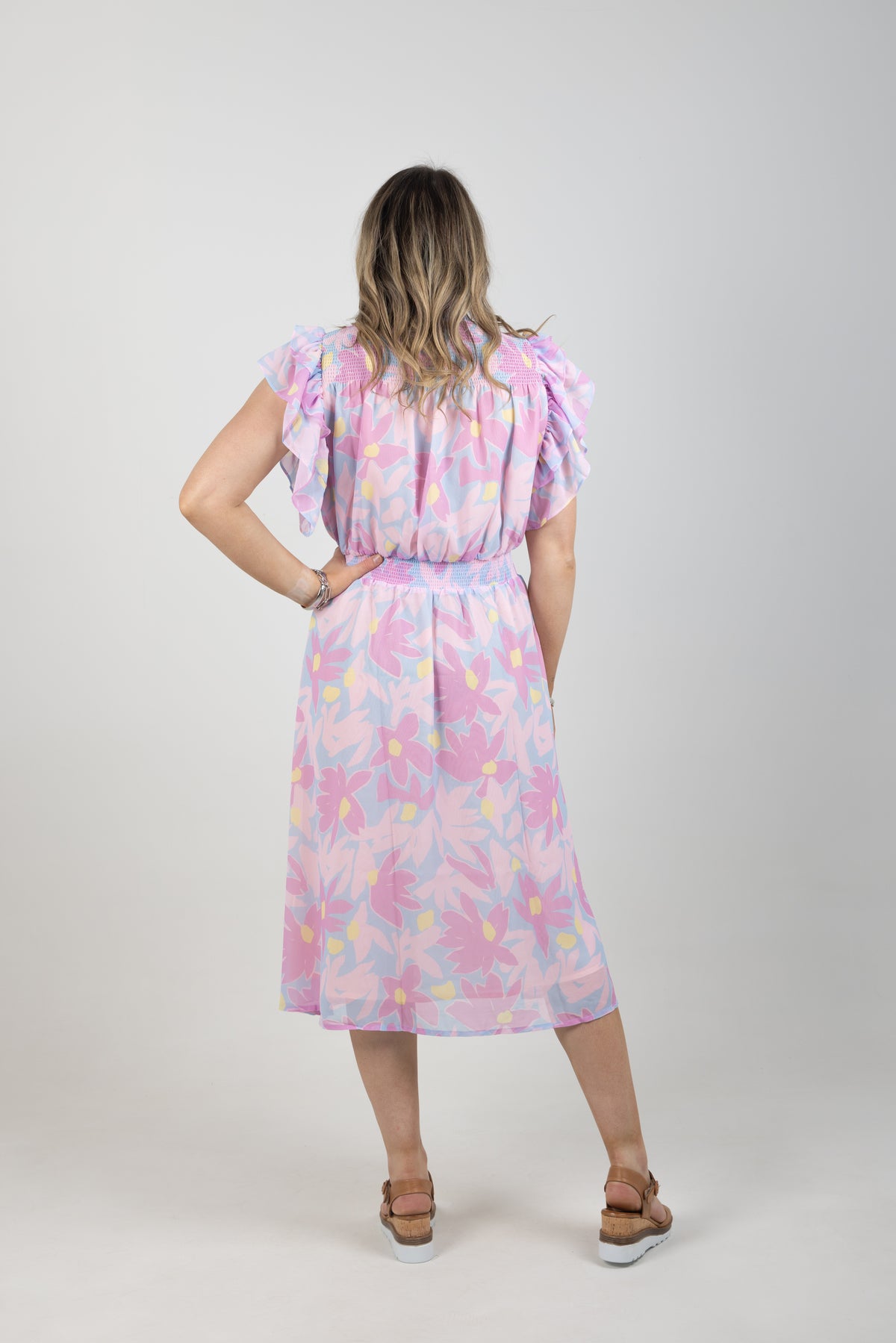 Charlie Midi Dress Sky Daisies