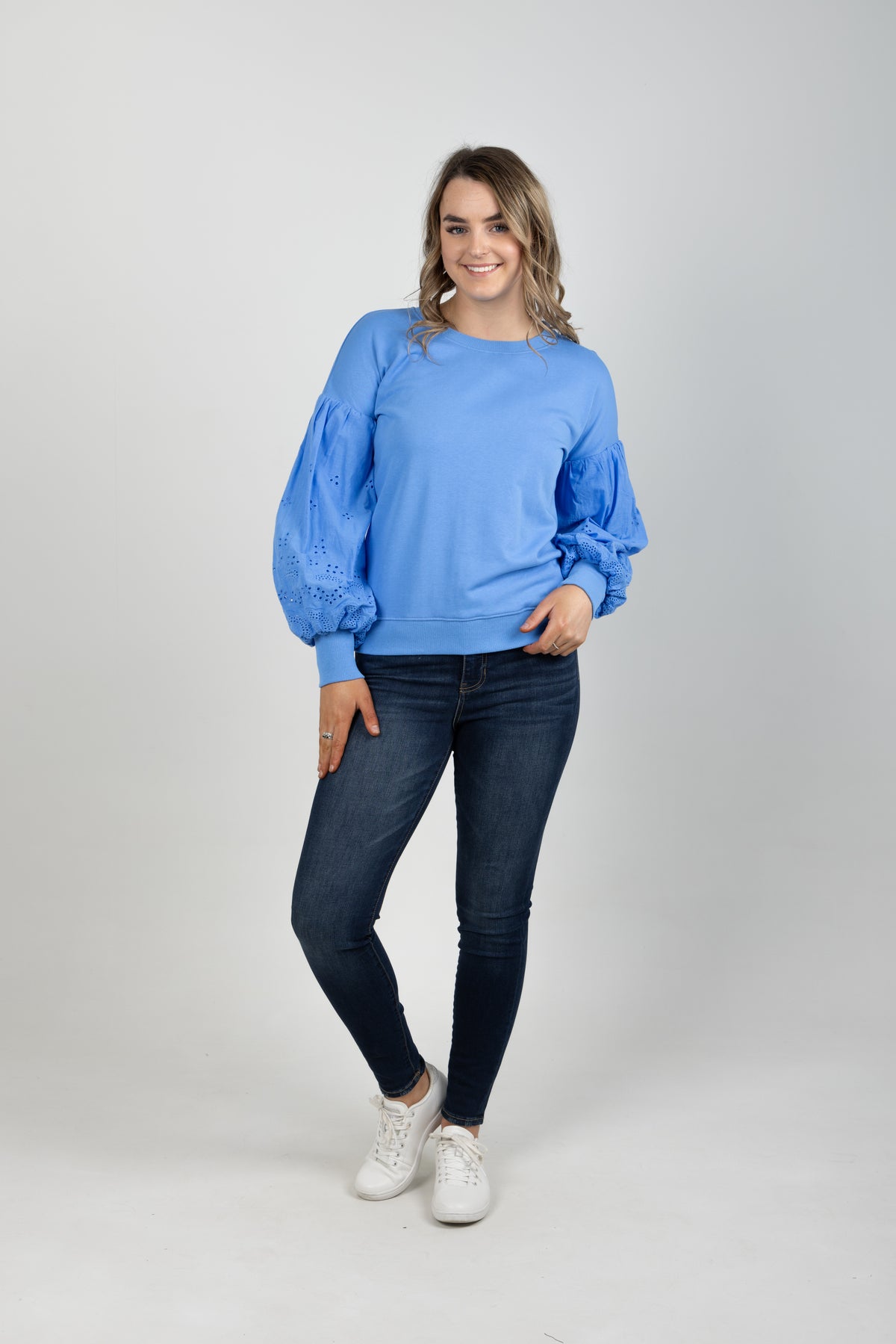 Dee Cotton Embroidered Sweater Blue