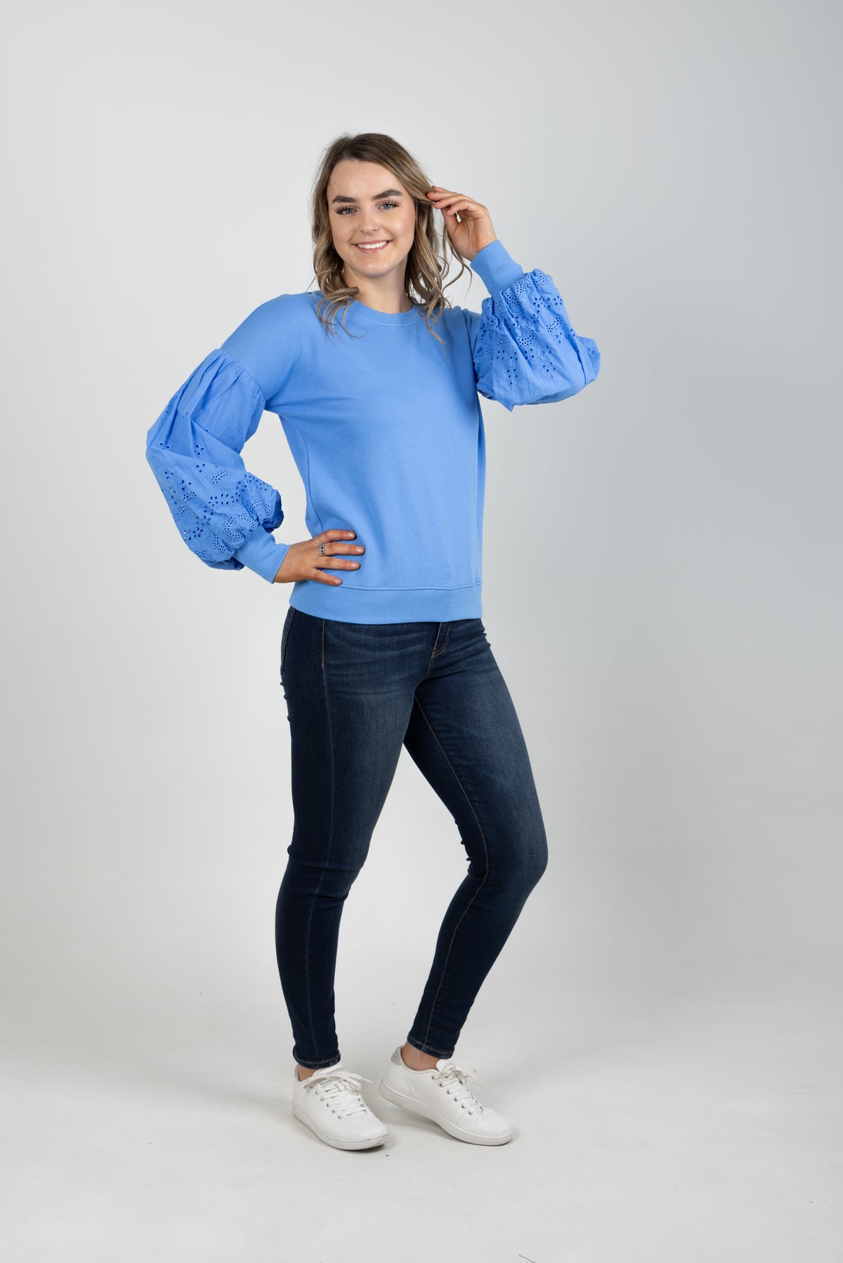 Dee Cotton Embroidered Sweater Blue