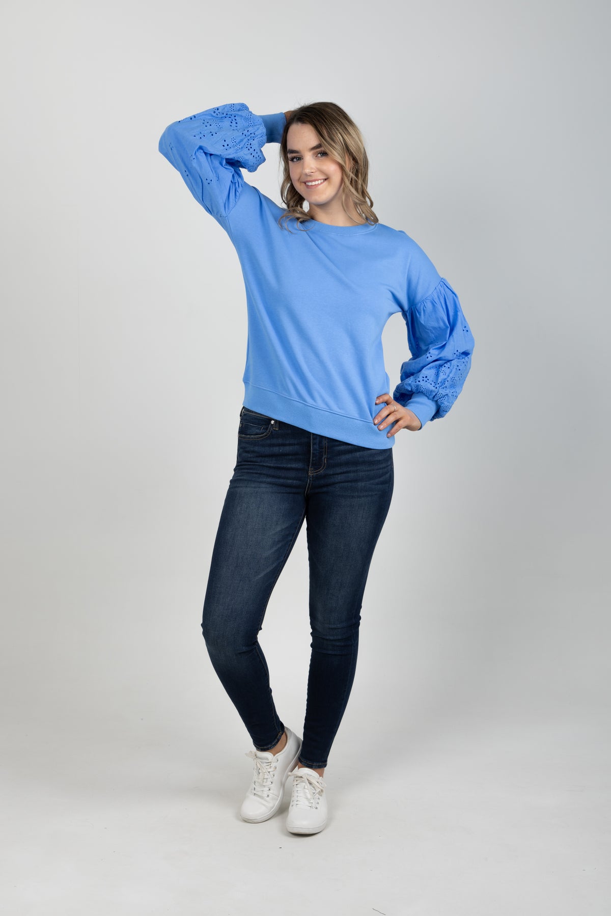 Dee Cotton Embroidered Sweater Blue