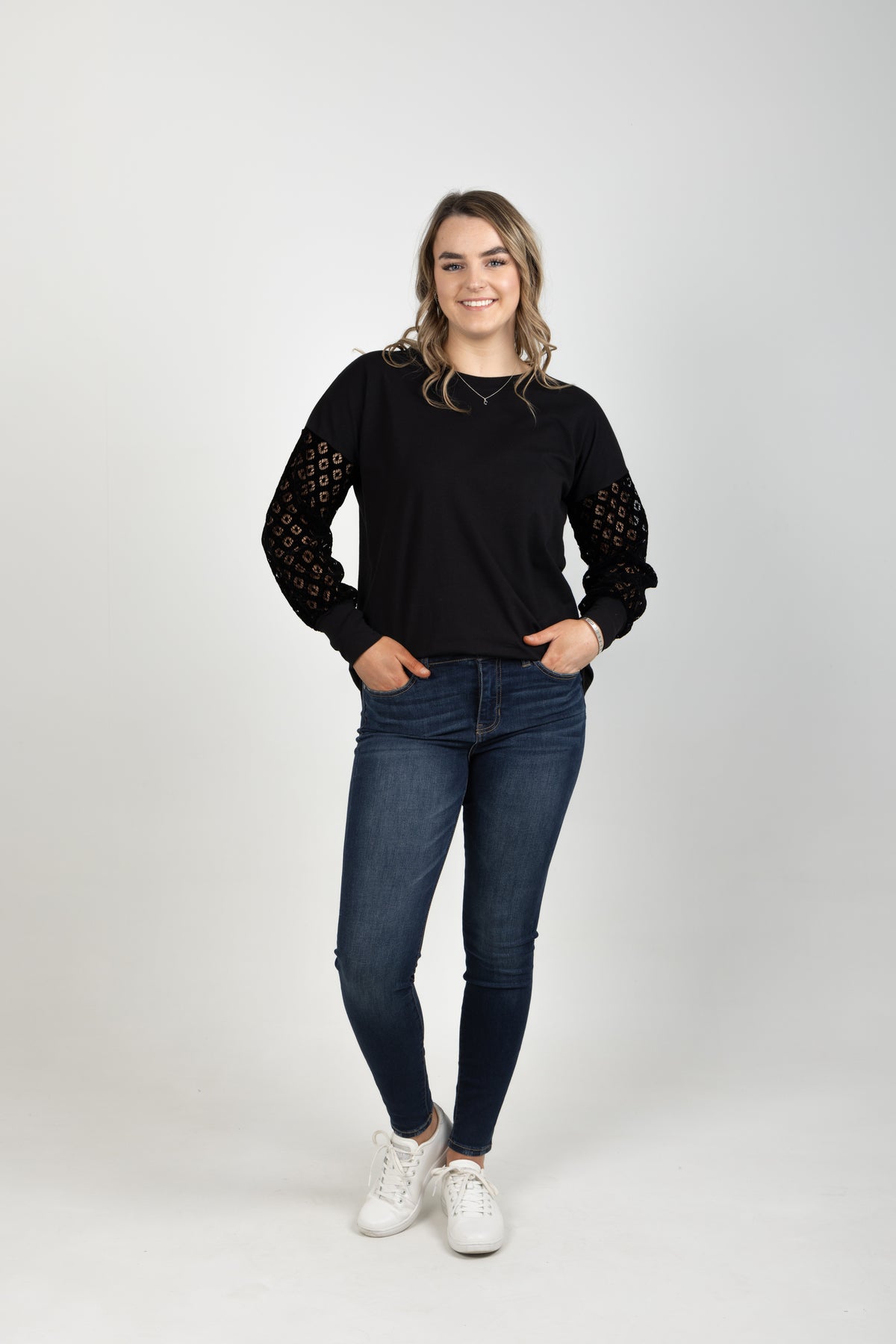 Ella Top Black Lace Sleeves