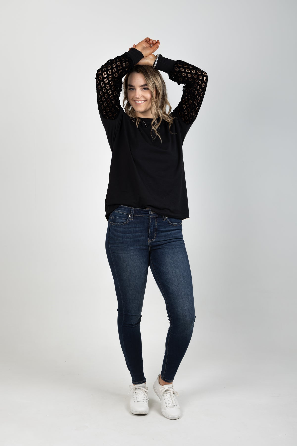 Ella Top Black Lace Sleeves