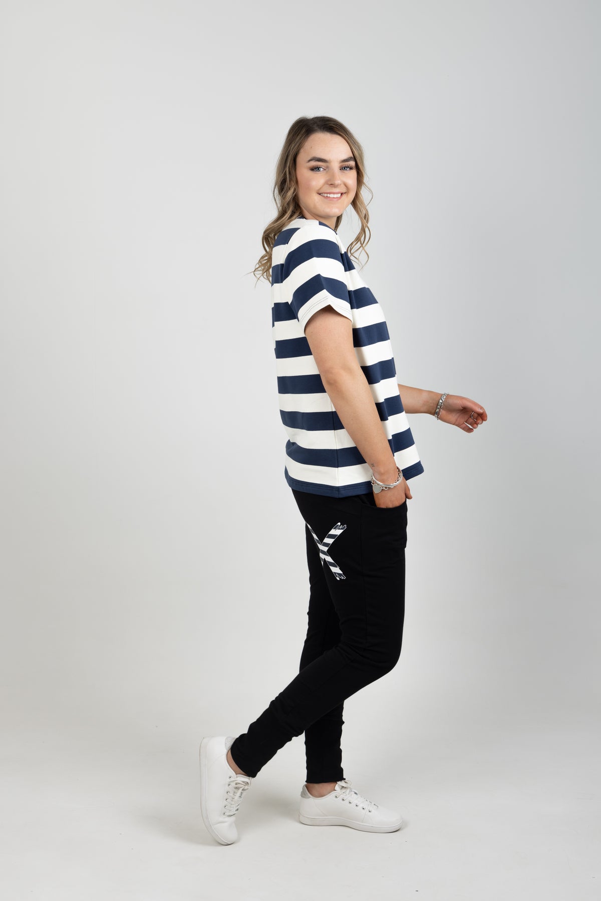 Apartment Pants Winter Black With Indigo Blue Stripe