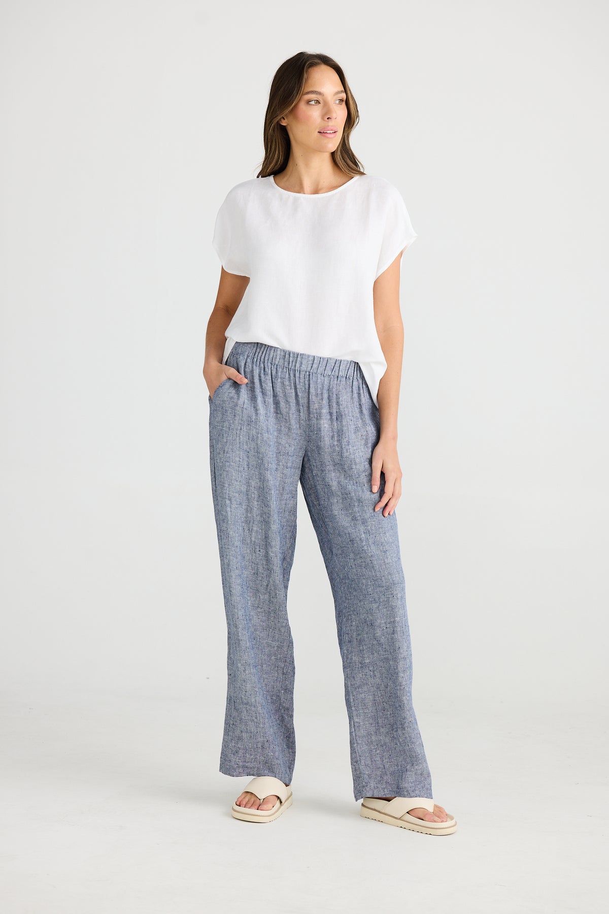 Souk Pant Navy Fleck