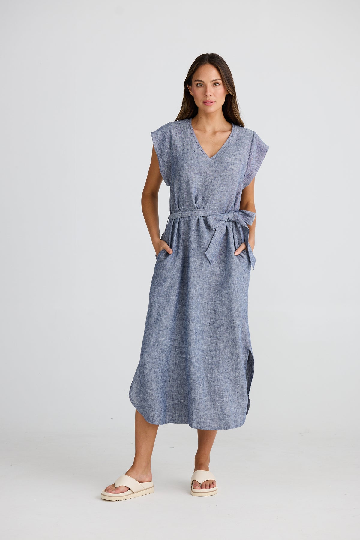 Sebou Dress Navy Fleck