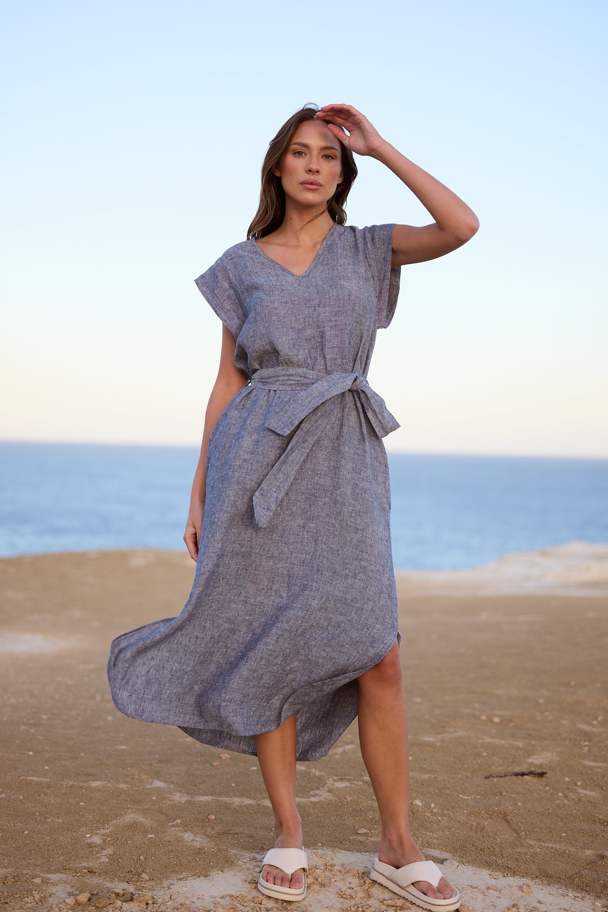 Sebou Dress Navy Fleck