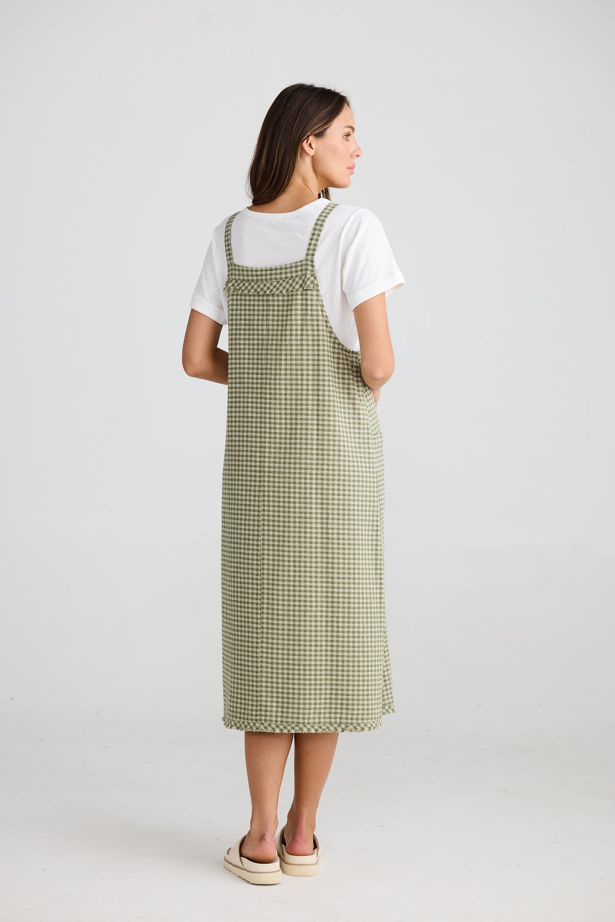 Lenny Pinafore Sage Check