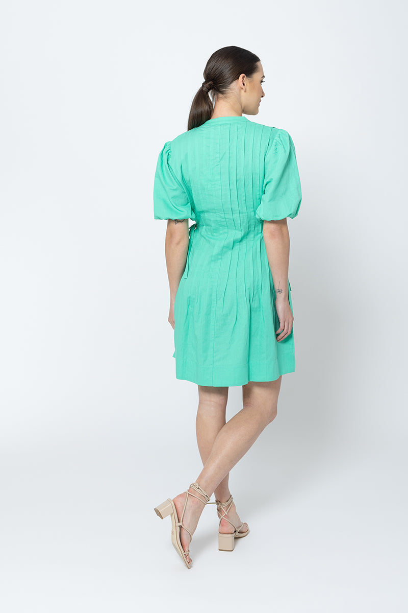 Pleats Please Dress Green Linen