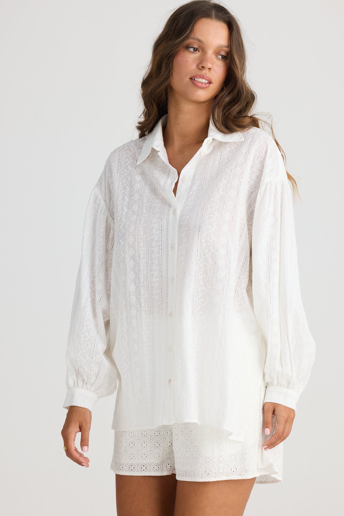 Dahlia Overshirt White Broderie