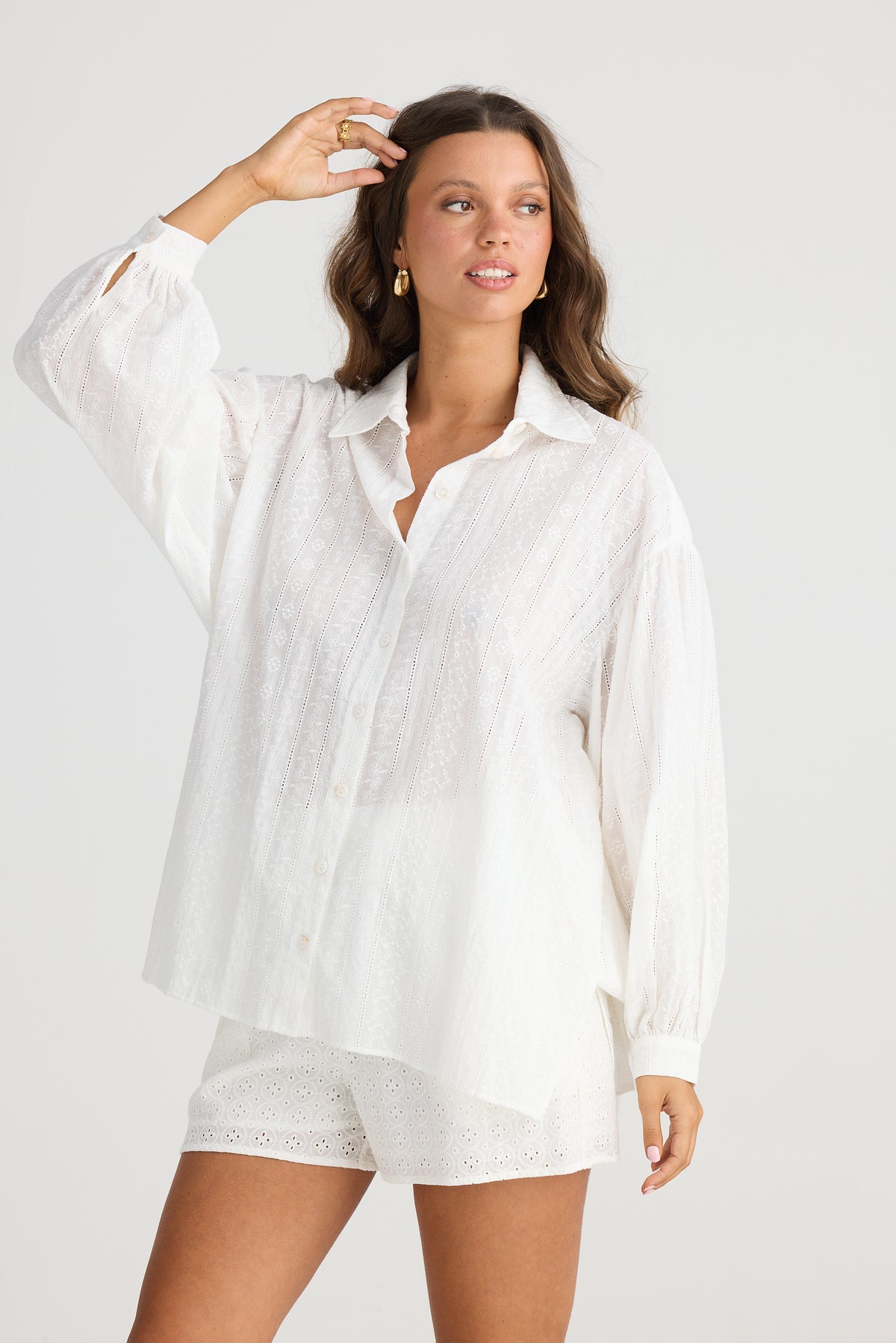 Dahlia Overshirt White Broderie