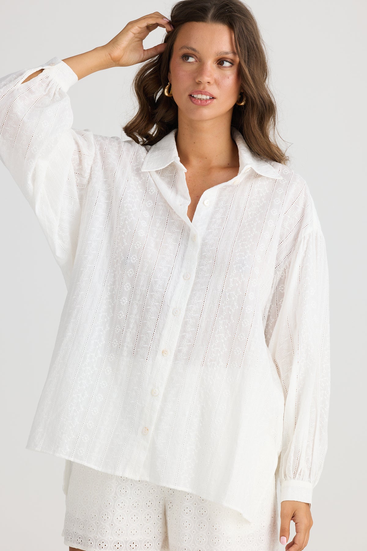 Dahlia Overshirt White Broderie