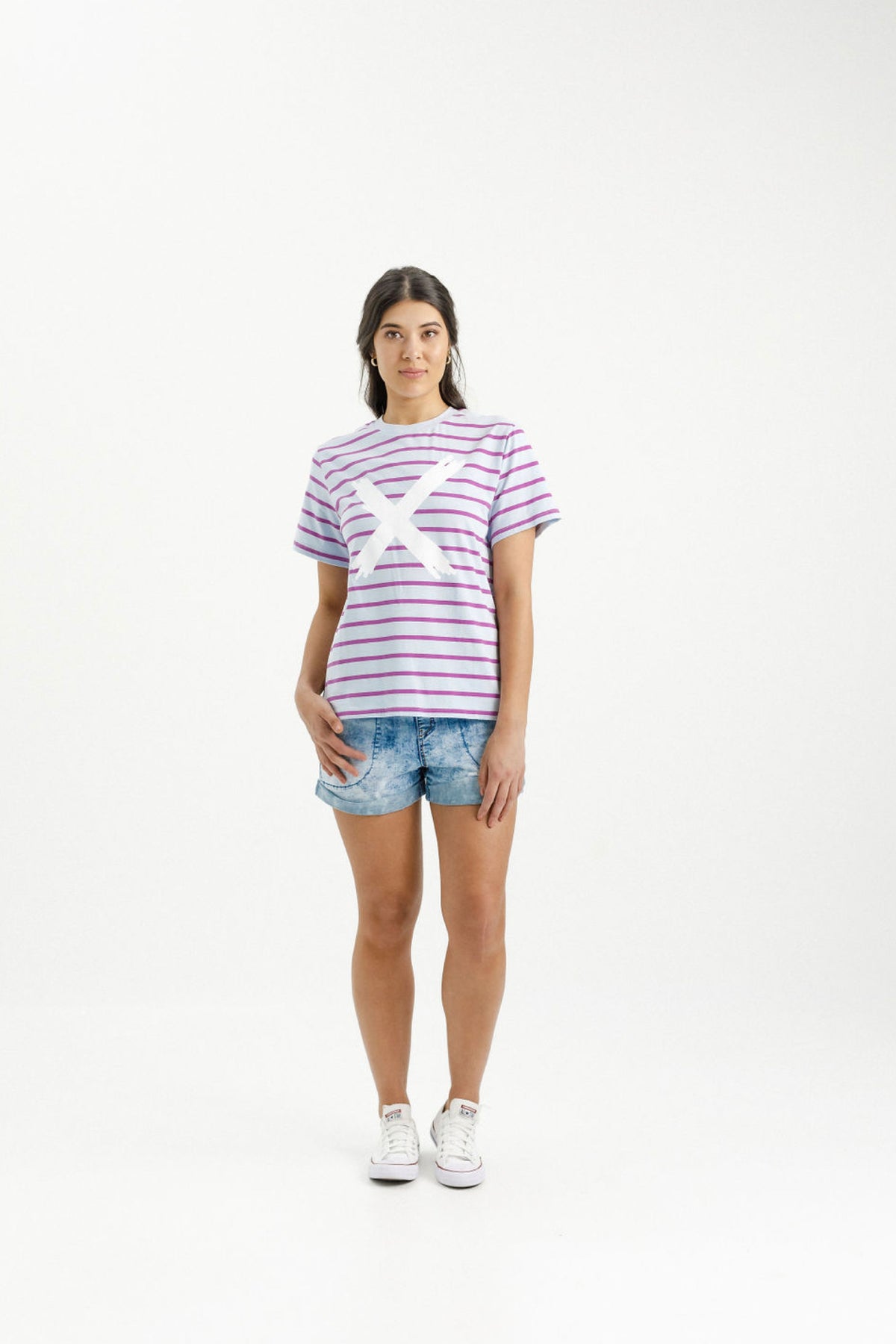 Chris Tee Orchid Stripe With White X