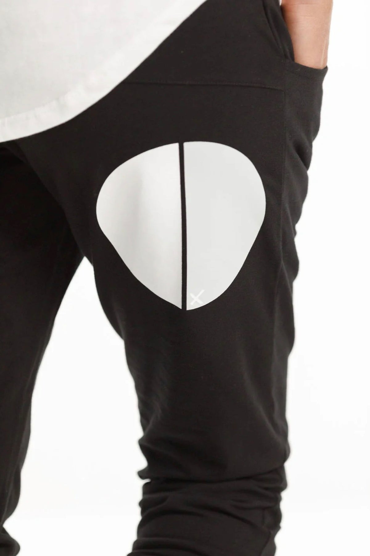 Apartment Pant Black With White/Grey Cut Circle Dot