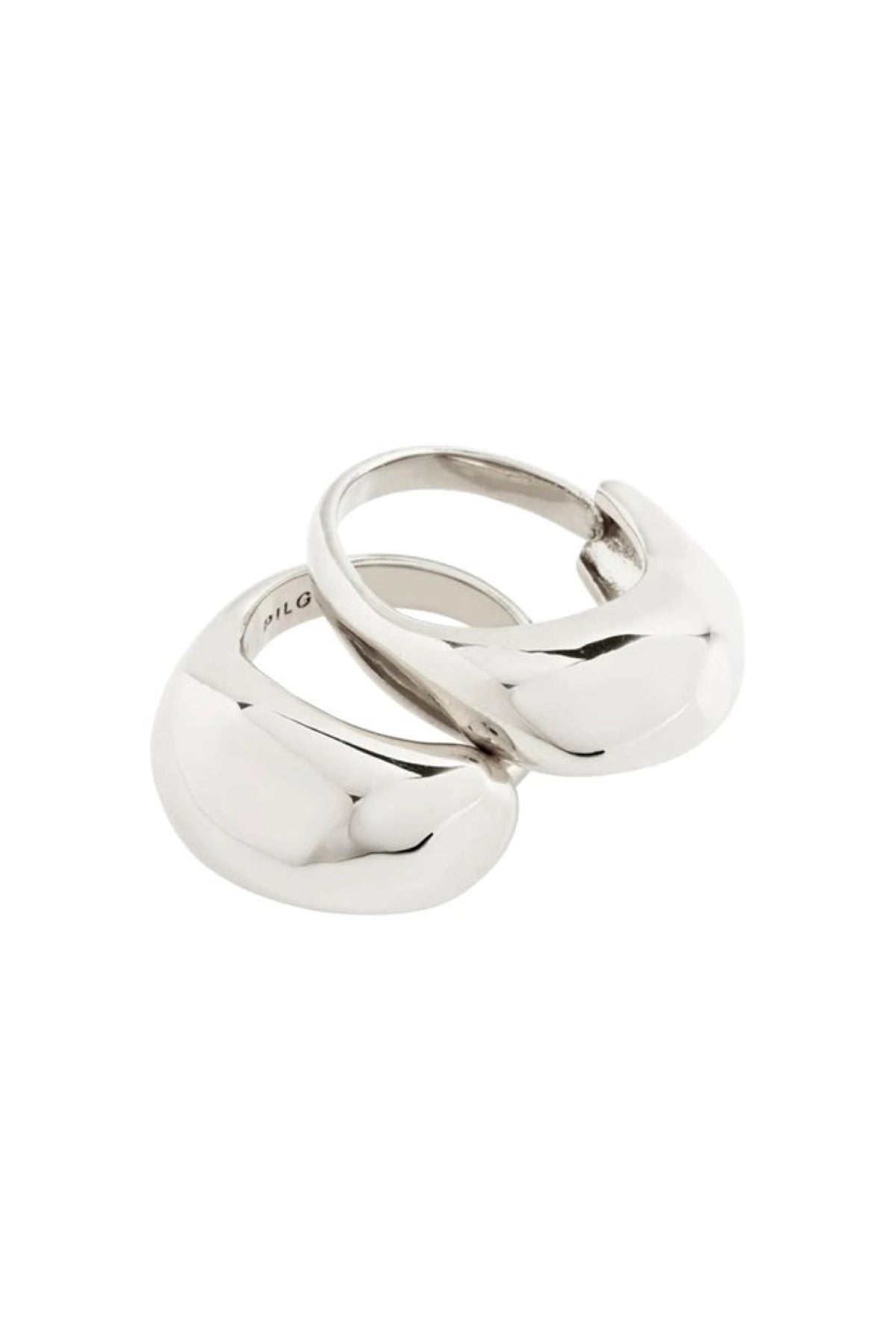 Light Recycled Ring 2-n-1 Set Silver Plated