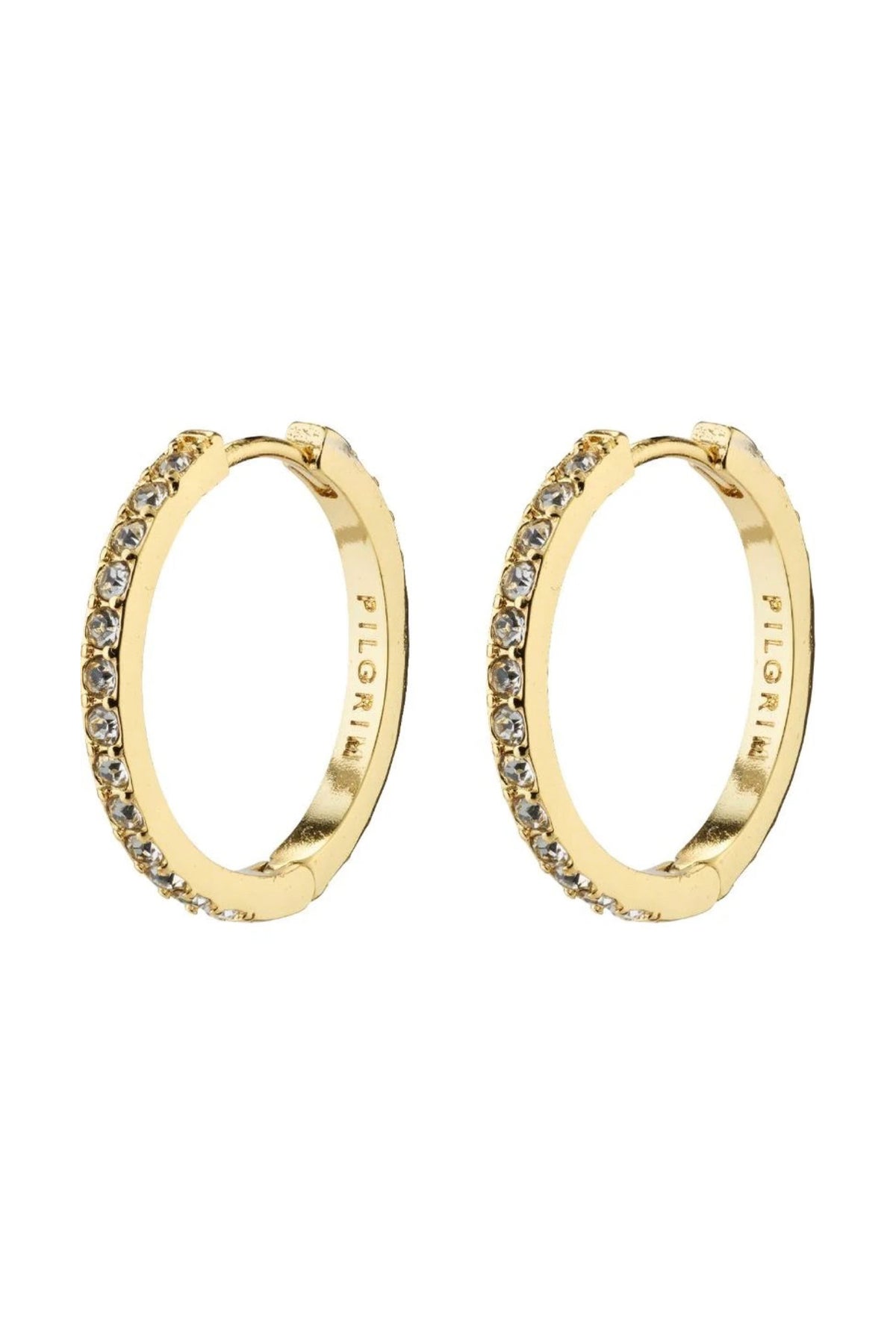 Ebna Medium Crystal Hoops Gold Plated