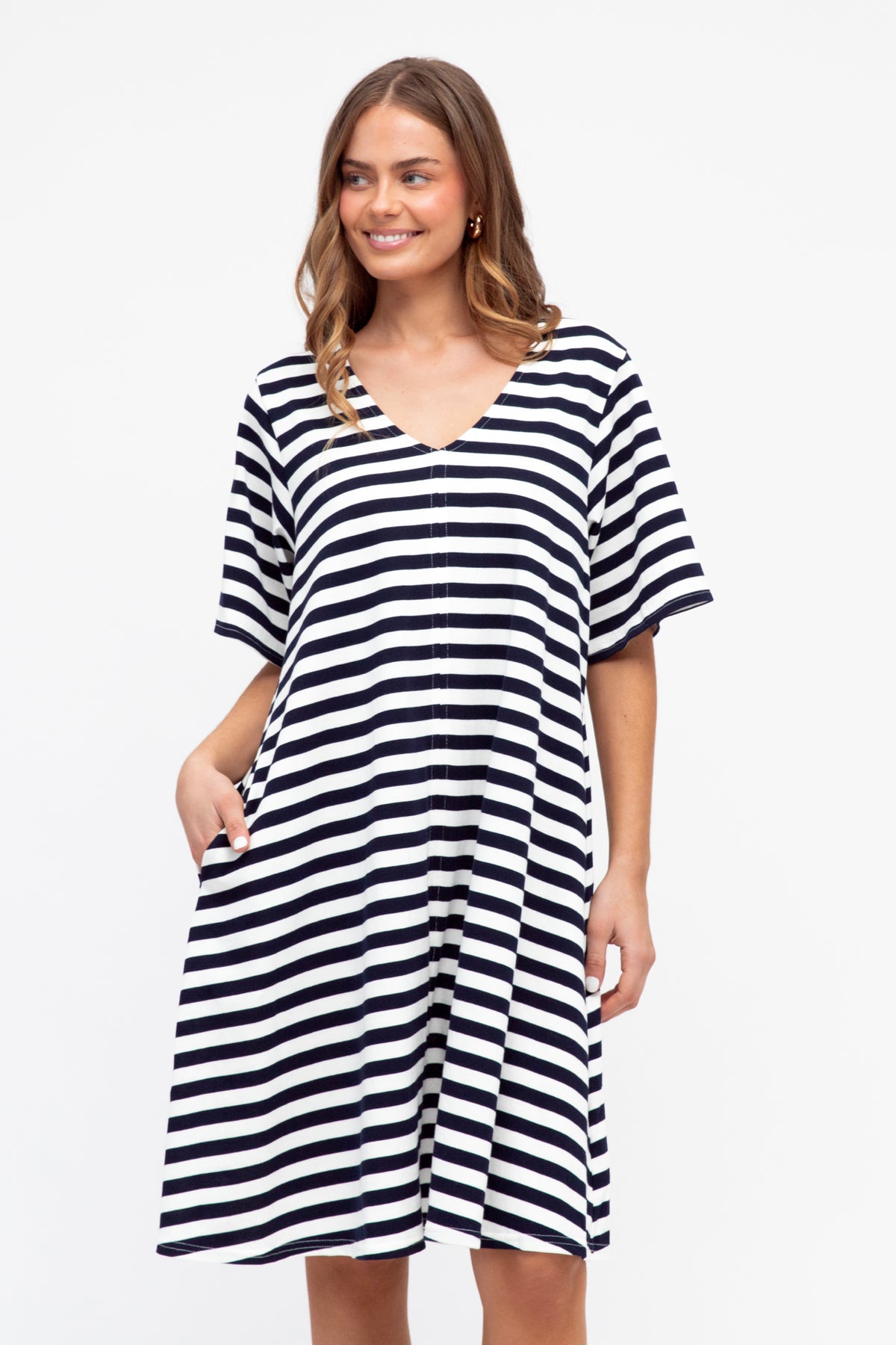 Navy White Stripe Dress