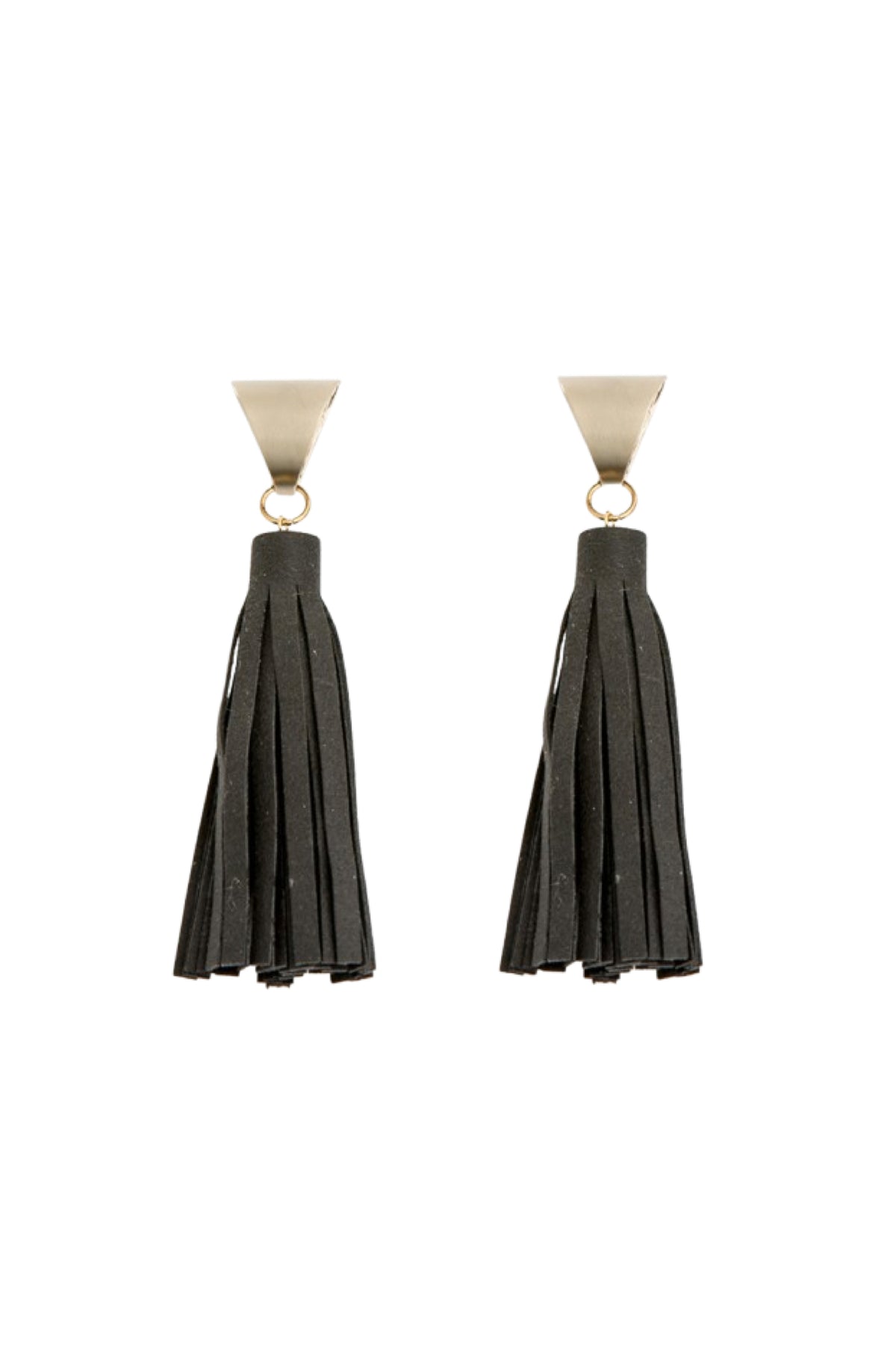 Earring Silver with Black Suede Tassel